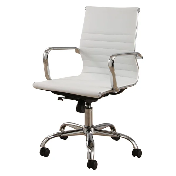 Abbyson Brentwood Silver Finish Leather Office Chair - White
