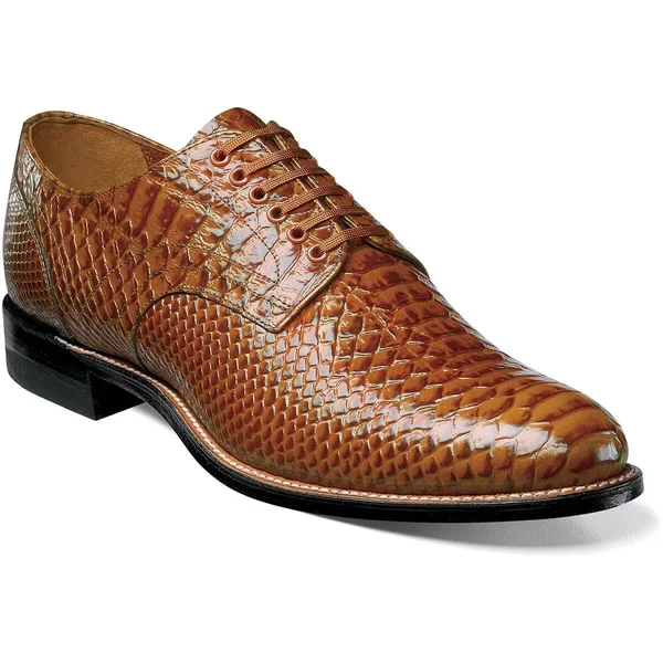 Stacy Adams Mens Madison Anaconda Print Oxford Tan 7.5