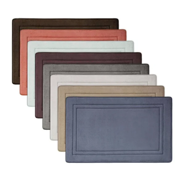 Microdry Quick Drying Memory Foam Framed Bath Mat with GripTex Skid-Resistant Base - 21x34, Charcoal