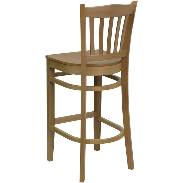 43.75x22 Natural Brown Hercules Series Vertical Slat Back Restaurant Barstool