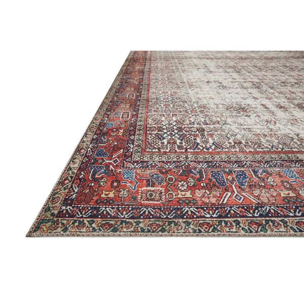 Alexander Home Isabelle Boho Vintage Distressed Printed Area Rug - 2&-6x22 x 12& - Ivory, Brick