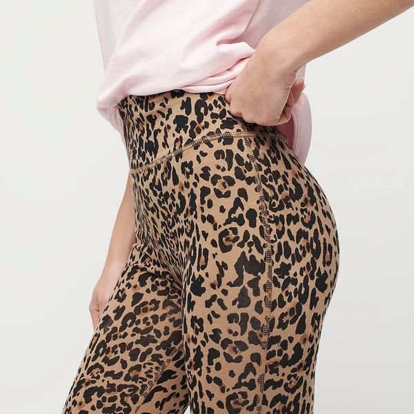 J.Crew Womens 7/8 High-Rise Leggings in Leopard (Size Large)