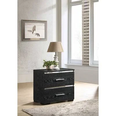 Felstead 2 - Drawer Solid Wood Nightstand in Black Latitude Run