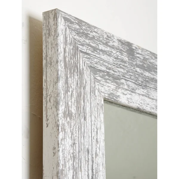 Distressed White Wall Mirror (32.5 x 39)