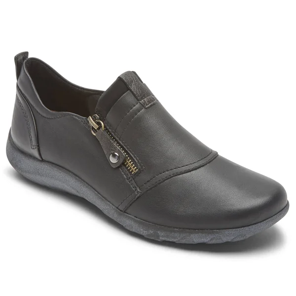 Rockport Women's Cobb Hill Amalie Zipper Slip-On, Size: 9.5, Black Leather