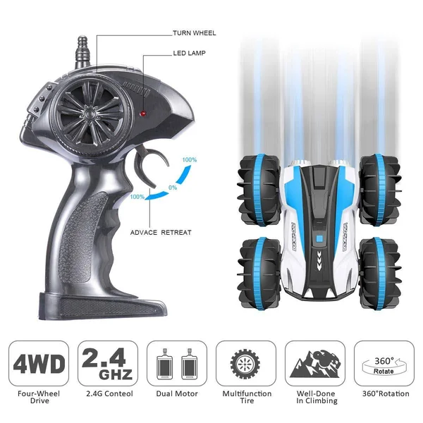 Remote Control Car Boat Truck 4WD 6CH 2.4GHz Land Water 2 in 1 RC Toy Car Multifunction Waterproof Stunt 1:16 Remote Vehicle wit