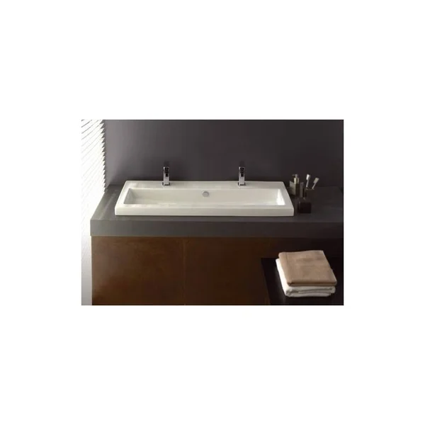 Nameeks 4003011B Tecla 39-3/8x22 Ceramic Wall Mounted, Drop in Bathroom Sink with White, Two Hole