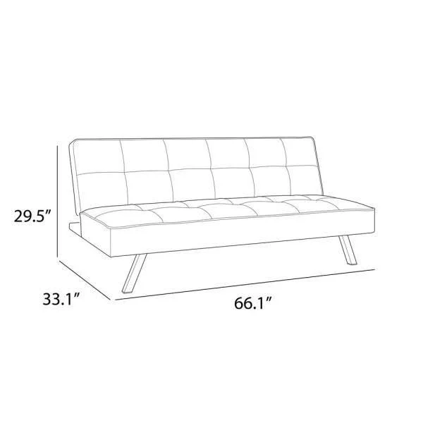 Serta Calgiri 66.1 in. Black Fabric 3-Seater Armless Convertible Tuxedo Sofa