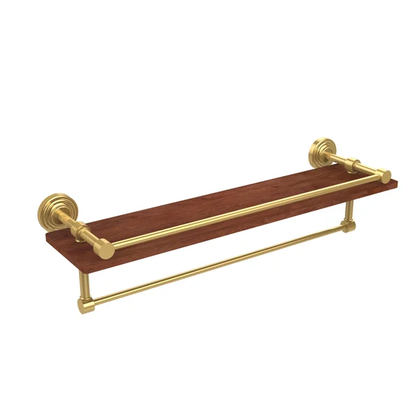 Allied Brass Waverly Place Collection 22 inch IPE Ironwood Shelf with Gallery Rail and Towel Bar