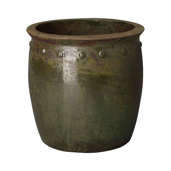 Emissary 18 in. Dia Round Green Wash Ceramic Planter