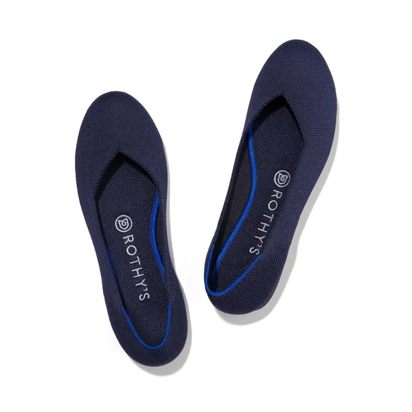 Rothy&s Navy Blue Rounded-Toe Flats, Maritime Navy, Size 7