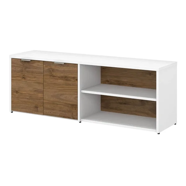 Bush Business Furniture Jamestown Low Storage Cabinet with Doors and Shelves - Storm Gray/White
