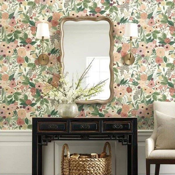 Rifle Paper Co Garden Party Premium Peel and Stick Wallpaper, Burgundy