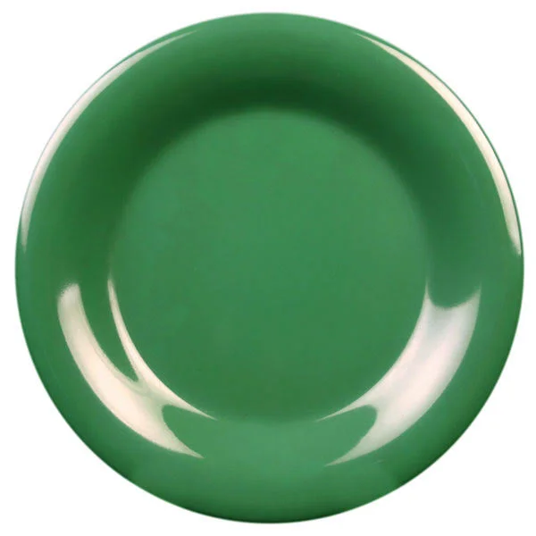 Green 6 1/2x22 Wide Rim Plate - Melamine, Pack of 6, 2 Packs