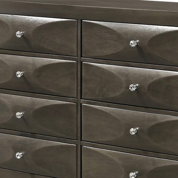 Benzara Bm205540 Wooden Dresser with 8 Spacious Drawers and Accent Knobs Gray