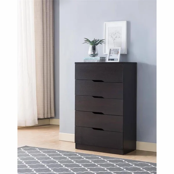 Furniture of America Lare Contemporary Wood 5-Drawer Chest in Cappuccino - IDI-K20031