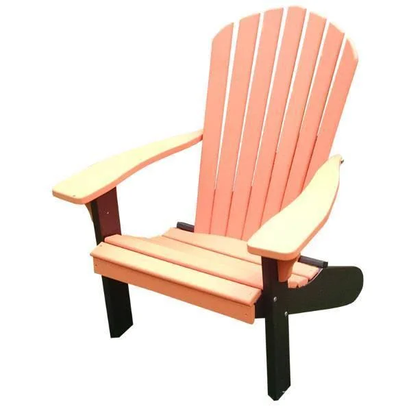 Poly Fanback Adirondack Chair with Black Frame, Size: 5.5, Red