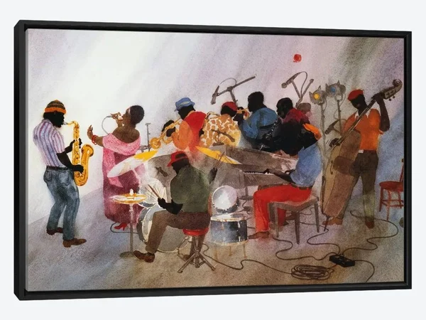 Framed Canvas Art - Wild Women Don&t Have The Blues by Jim Tanaka ( Music > Jazz Music art)