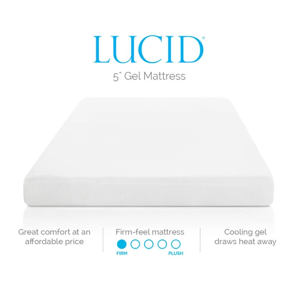 Lucid 5 inch Gel Memory Foam Mattress, California King
