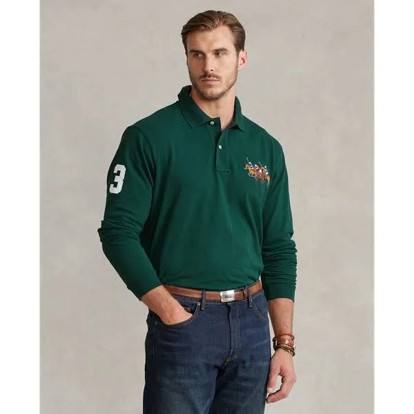 Ralph Lauren Men's Triple-Pony Mesh Polo Shirt - Size XL Tall in College Green