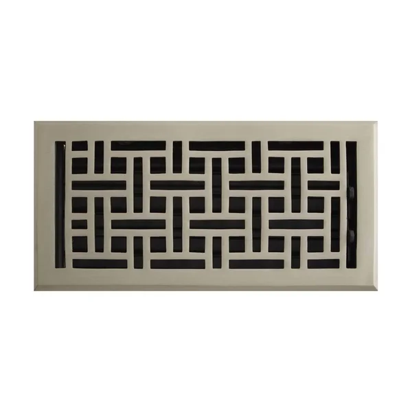Wicker Style Solid Brass Wall Register - Brushed Nickel - 6x22 x 8x22 (6-5/8x22 x 9-1/8 Overall), Signature Hardware 426145