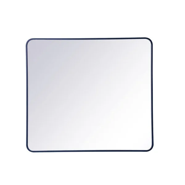 Ezra Soft Corner Metal Rectangular Mirror - Blue - 36x22 x 40x22