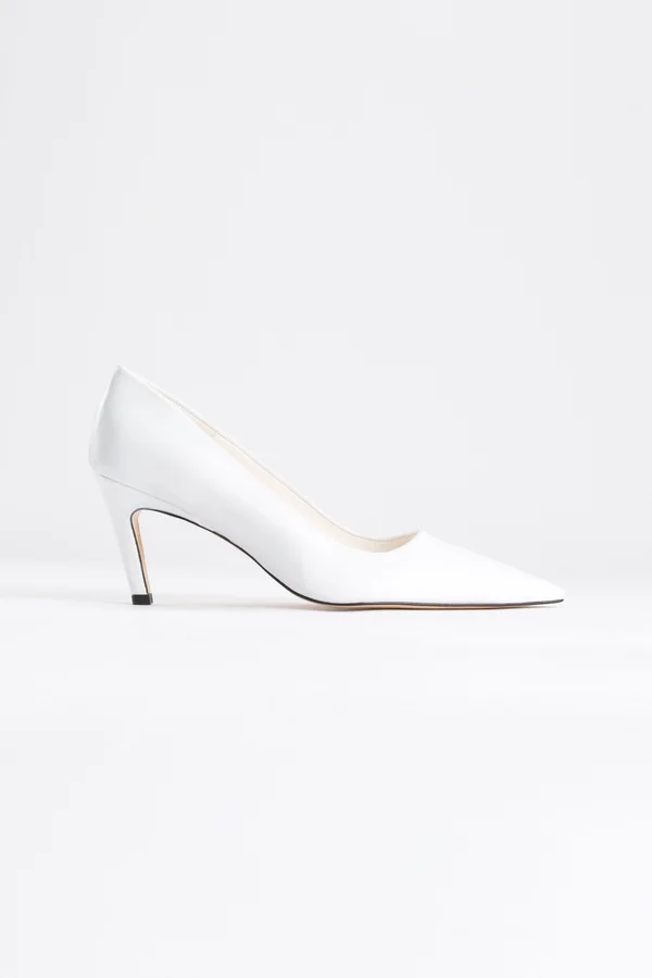 Good American Women's Icon Pump 75 in Leather White, Extended Width/Extra Wide Size 8