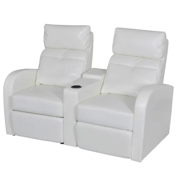 vidaXL Artificial Leather Home Cinema Recliner Reclining Sofa 2-Seat White