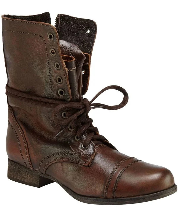 Steve Madden Troopa - Brown Leather Combat Boot