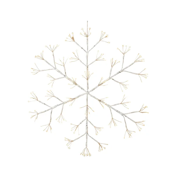 Gerson 24-Inch Diameter Battery Operated Firecracker LED Lighted Hanging Snow Flake with Outdoor Battery Box - White