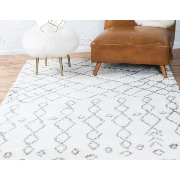 Unique Loom Geometric Rabat Shag Runner Rug - 2& 7 x 6&, Yellow