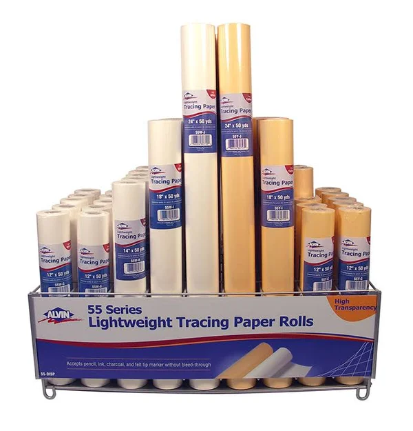 Alvin 55W-H Lightweight White Tracing Paper Roll 14x22 x 50yd