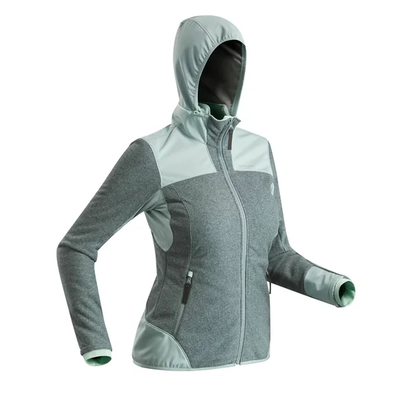 Quechua Women's Snow Hiking Fleece X-Warm Sh500 Jacket in Light Grey, Size Medium