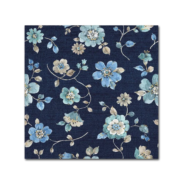 Lisa Audit 'Indigold Flowers Mini Trail Indigo' Canvas Art (24x24) - Trademark Fine Art