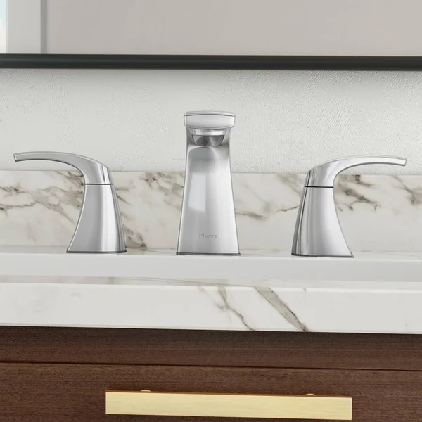 Pfister Karci Polished Chrome 2-Handle 8-in Widespread WaterSense Bathroom Sink Faucet with Drain - LF-049-KACC
