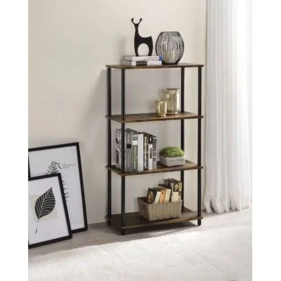 Baccus 44'' H x 24'' W Steel Standard Bookcase 17 Stories Color: Weathered Oak/Black