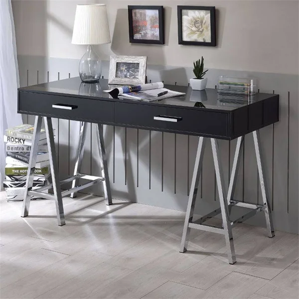 Rosebery Kids Home Office Desk in Black and Chrome