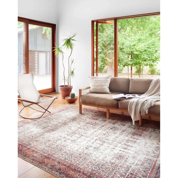Alexander Home Isabelle Boho Vintage Distressed Printed Area Rug - 2&-6x22 x 12& - Ivory, Brick
