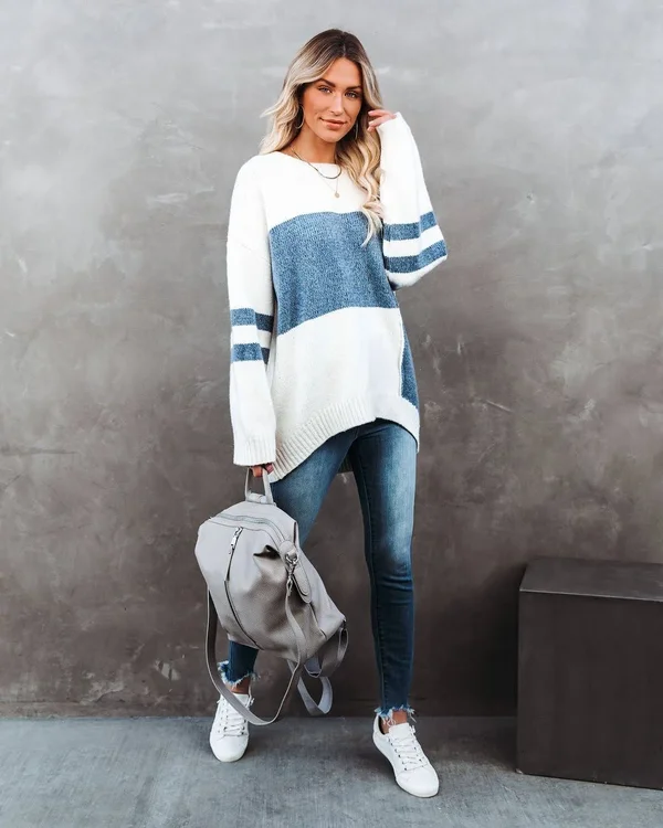 Count The City Blocks Colorblock Sweater Large