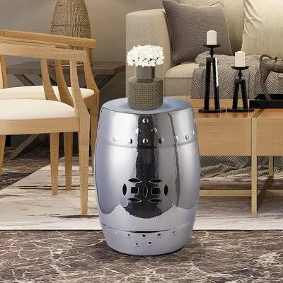 Ceramic Garden Stool Breakwater Bay Color: Silver