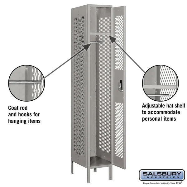 Salsbury Industries 71152bl-a 12x22 Wide Single Tier Vented Metal Locker - 1 Wide - 5 Feet High - 12 Inches Deep - Blue - Assemb