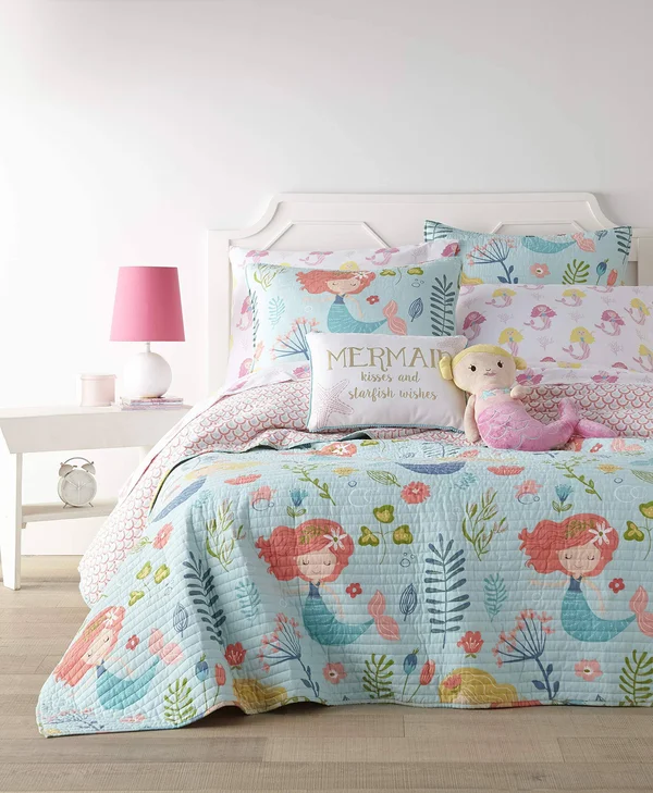 Levtex Home Andrina Full/Queen Quilt Set in Aqua/Coral