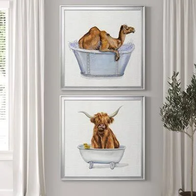 Bathing Beauty III - 2 Piece Picture Frame Graphic Art Print Set Union Rustic Format: Silver Framed Canvas - Matte Color: No Matt