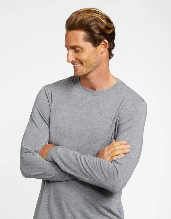 Sun Protective Long Sleeve T-Shirt for Men, UPF 50+ Sun Protection Dark Grey Marle