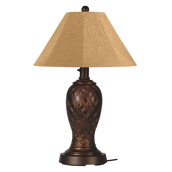 Patio Living Concepts Monterey 34-in Bronze Electrical Outlet Table Lamp with Fabric Shade 26937