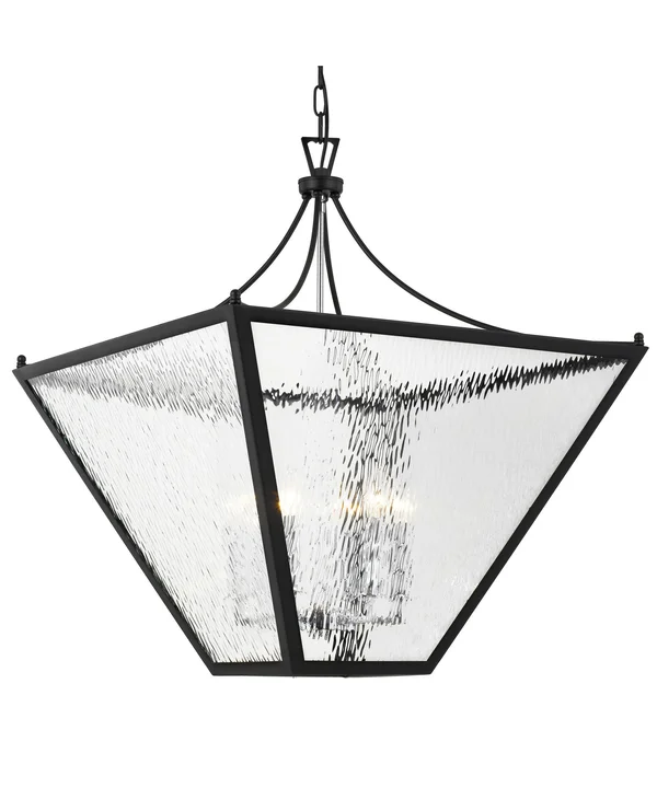 Crystorama PAR-698-MK-CH Park Hill 6 Light Matte Black & Polished Chrome Large Lantern