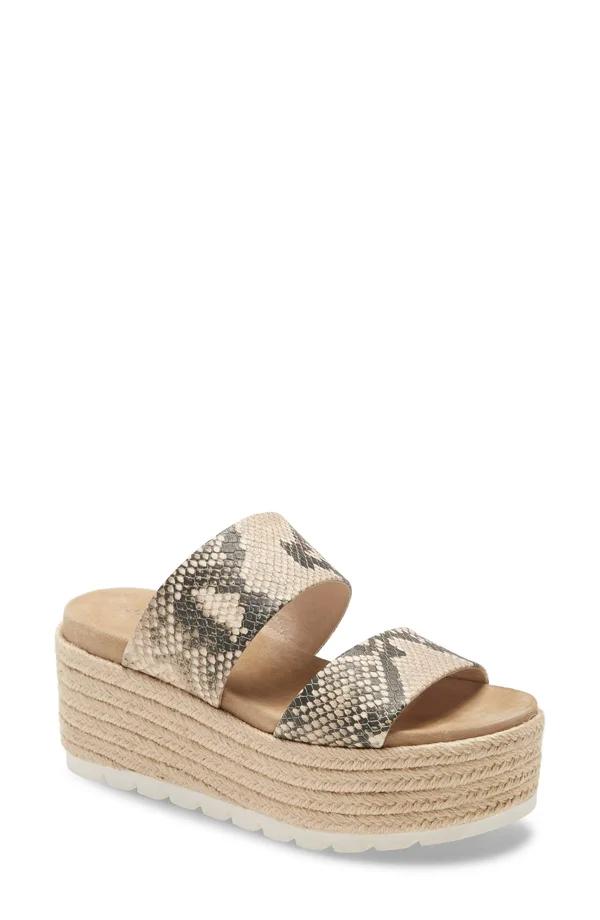 J Slides Quinzel Sandal 7.5, Natural Multi (Cream Black)