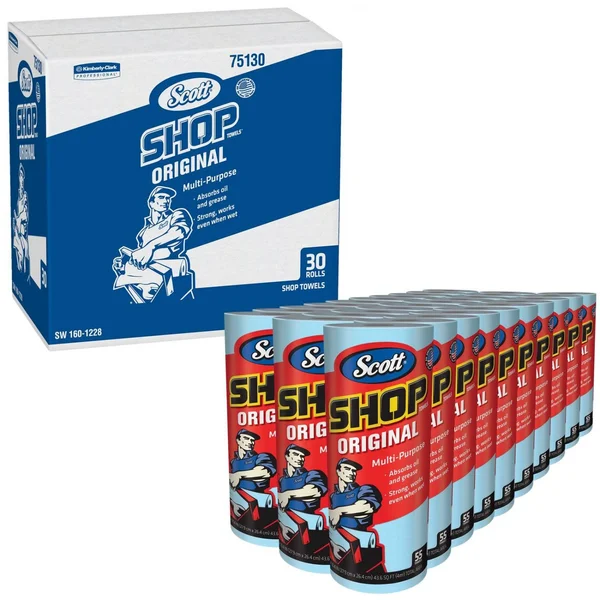 Scott Shop Towels Original 75130 Blue Shop Towels 1 Roll, Pack 30 Packs, Case