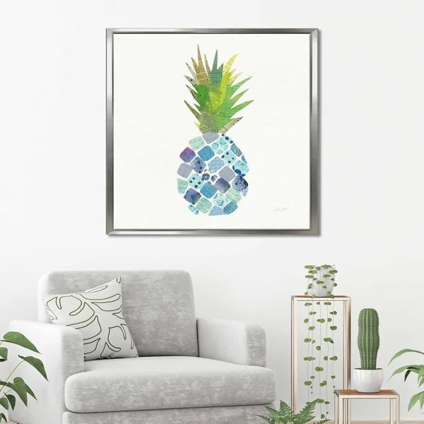 Picture Perfect International Courtney Prahl Tropical Fun Pineapple II Giclee Stretched Canvas Wall Art - Size: 39.5 inch x 39.5
