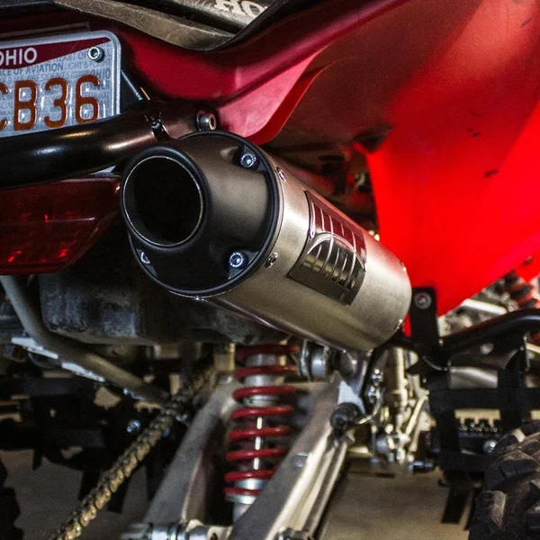 HMF Racing Brushed Performance Full System Exhaust for Honda TRX 400EX 99-14 End Cap- Turn-Down-Black